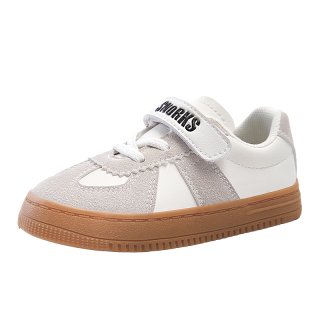 SNORKS Synthetic Leather Slip Resistant Abrasion Resistant Low top Kids' Skateboarding Shoes White