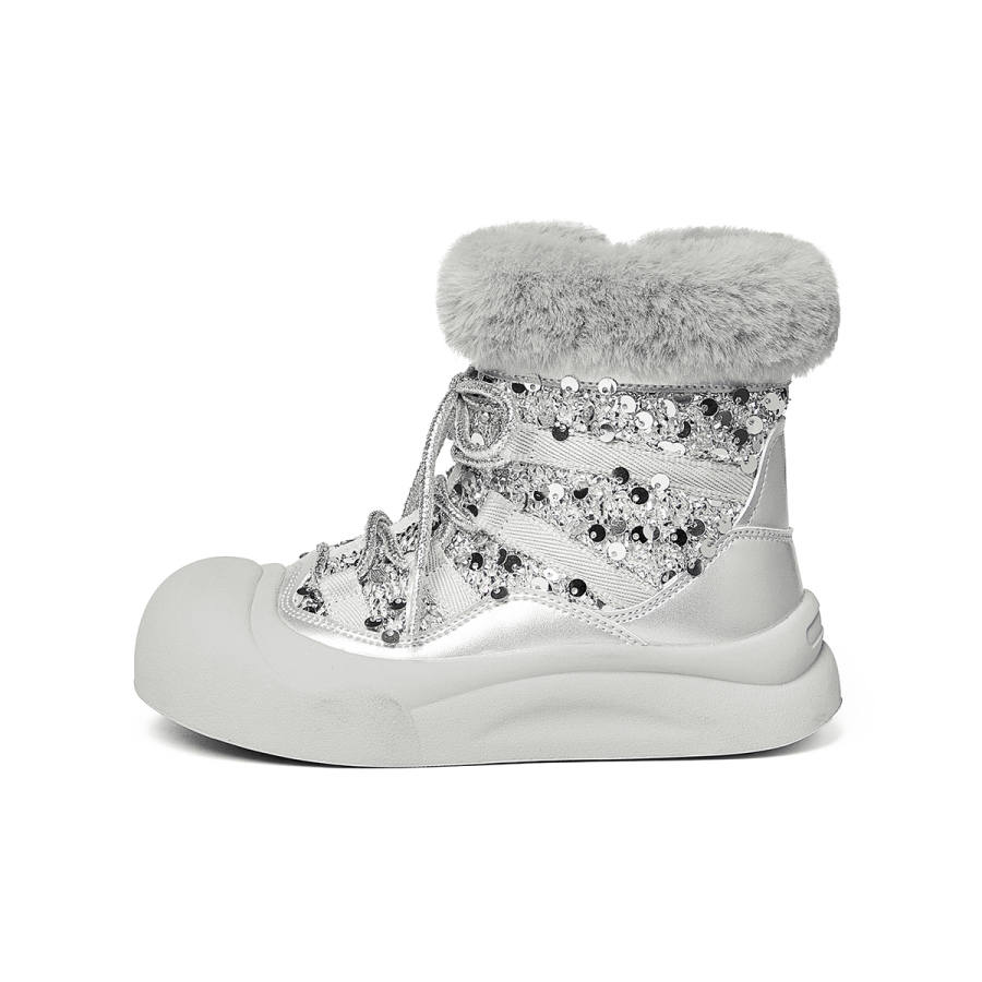 Snoffy Sparkling Snow Boots, Fleece Lined Comfortable Rebound Breathable Thermal Insulated Boots Kids'