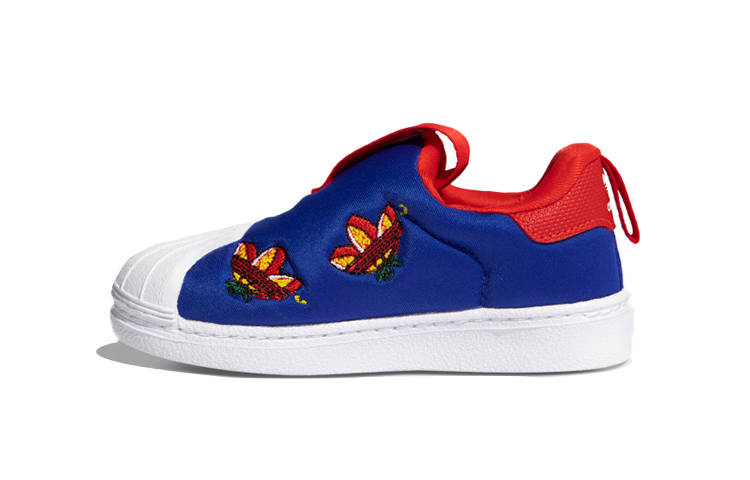Adidas Originals SUPERSTAR 360 Abrasion Resistant Low top Toddler Shoes Blue White Red Infant And Toddler