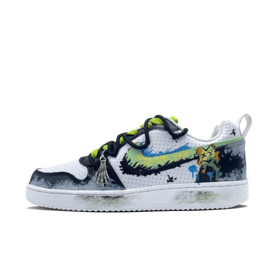 Nike Nike Court Borough Slip Resistant, Breathable, And Balanced Low top Kids' Skateboarding Shoes Black Green Teenagers
