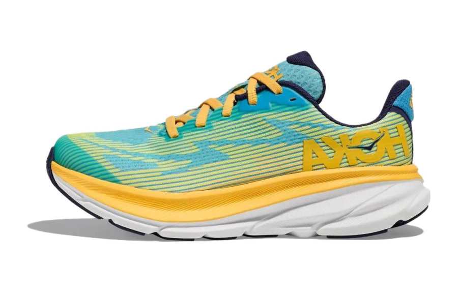 HOKA ONE ONE Clifton 9 Cushioning Low top Kids' Running Shoes Blue Yellow Kids'