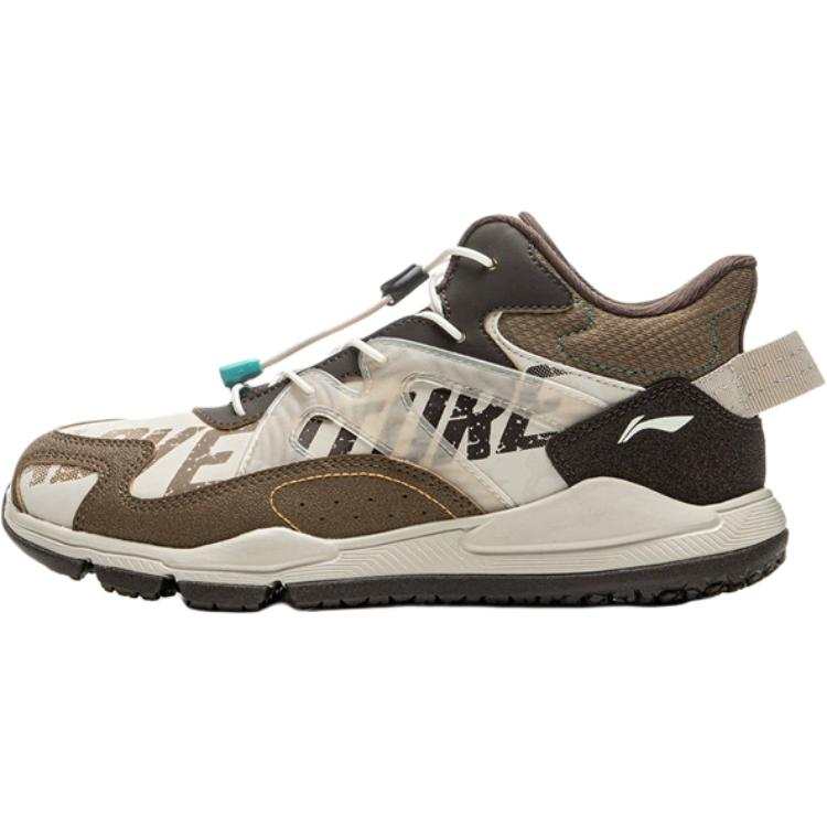 Li-Ning YOUNG Li Ning YOUNG Synthetic Leather Slip Resistant Abrasion Resistant Mid top Kids' Outdoor Shoes Gray Brown Kids'