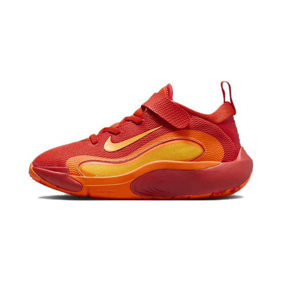 Nike Nike ISOFLY Slip Resistant Abrasion Resistant Low top Children's Basketball Shoes Red Orange Kids'