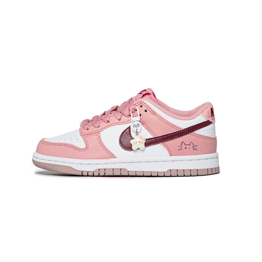 Nike Nike Dunk Pink Velvet Anti Kick Cushioning Abrasion Resistant Low top Kids Lifestyle Shoes Pink Unisex