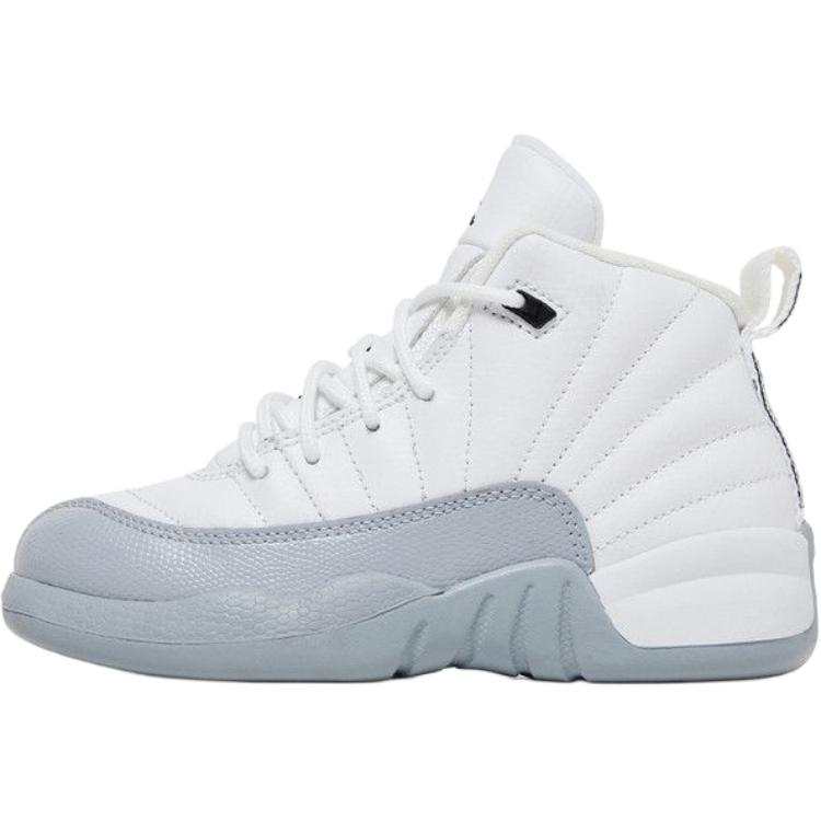 Jordan Jordan Air Jordan 12 Leather High top Children's Basketball Shoes White Children Aged 3 7 Years Old