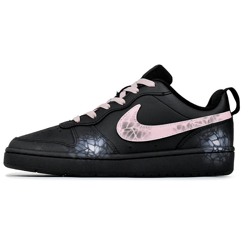 Nike Nike Court Borough Slip Resistant Abrasion Resistant Low top Kids' Skateboarding Shoes Black Pink Teenagers