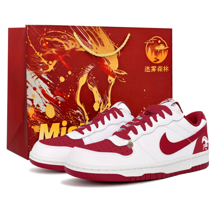 Nike Nike Big Year Of The Horse Greetings Coverage Abrasion Resistant Low top Skateboard Shoes Men's Red
