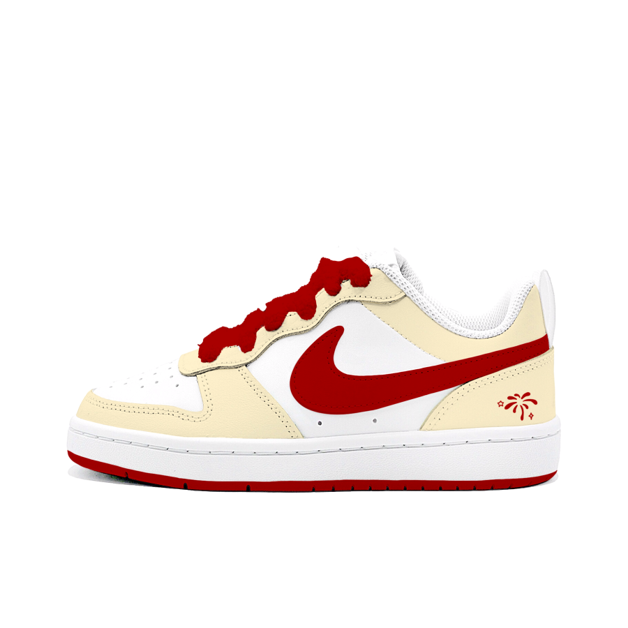Nike Nike Court Borough Firework Sweet Cheese Leather Slip Resistant Cushioning Abrasion Resistant