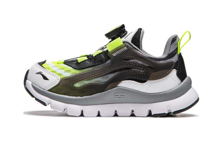 Li-Ning YOUNG LINING YOUNG Little Aurora Cushioning Rebound Low top Kids' Running Shoes White Black Green Children Aged 3 7 Years Old
