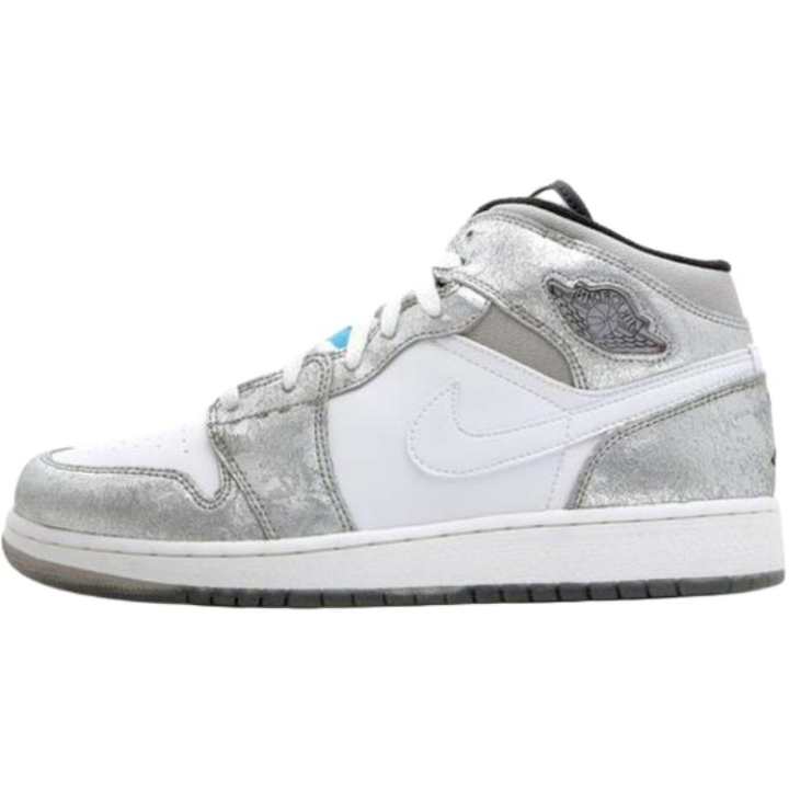 Jordan Jordan 1 High top Basketball Shoes White Gray Unisex