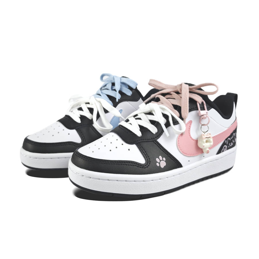 Nike Nike Court Borough Leather Abrasion Resistant Low top Kids' Skateboarding Shoes Pink Blue Teenagers