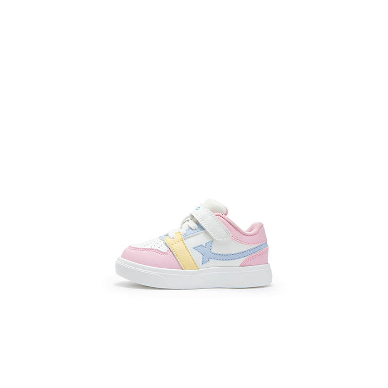XTEP Synthetic Leather Abrasion Resistant Slip Resistant Low top Toddler Shoes Sail White Baby Pink Infant And Toddler