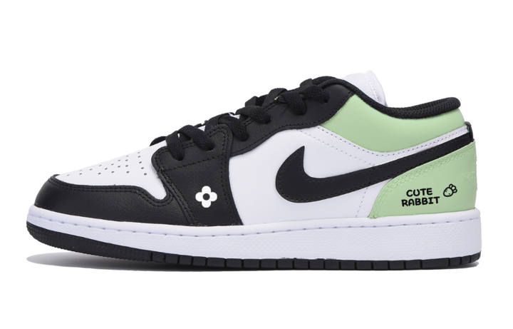 Jordan Jordan Air Jordan 1 Leather Low top Kids' Skateboarding Shoes White Green Teenagers