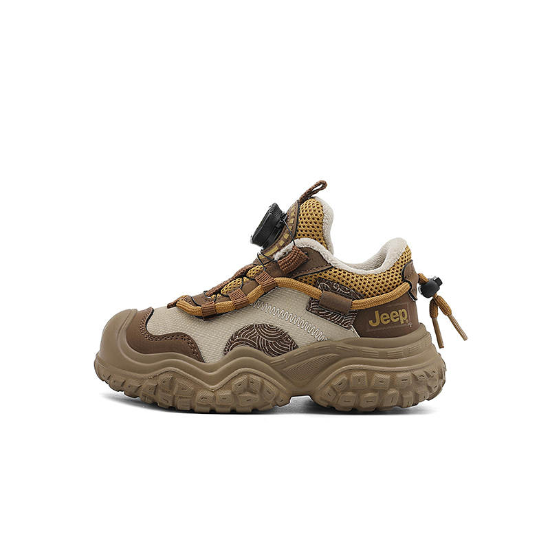 Jeep Synthetic Leather Low top Kids Lifestyle Shoes Brown Yellow Kids'