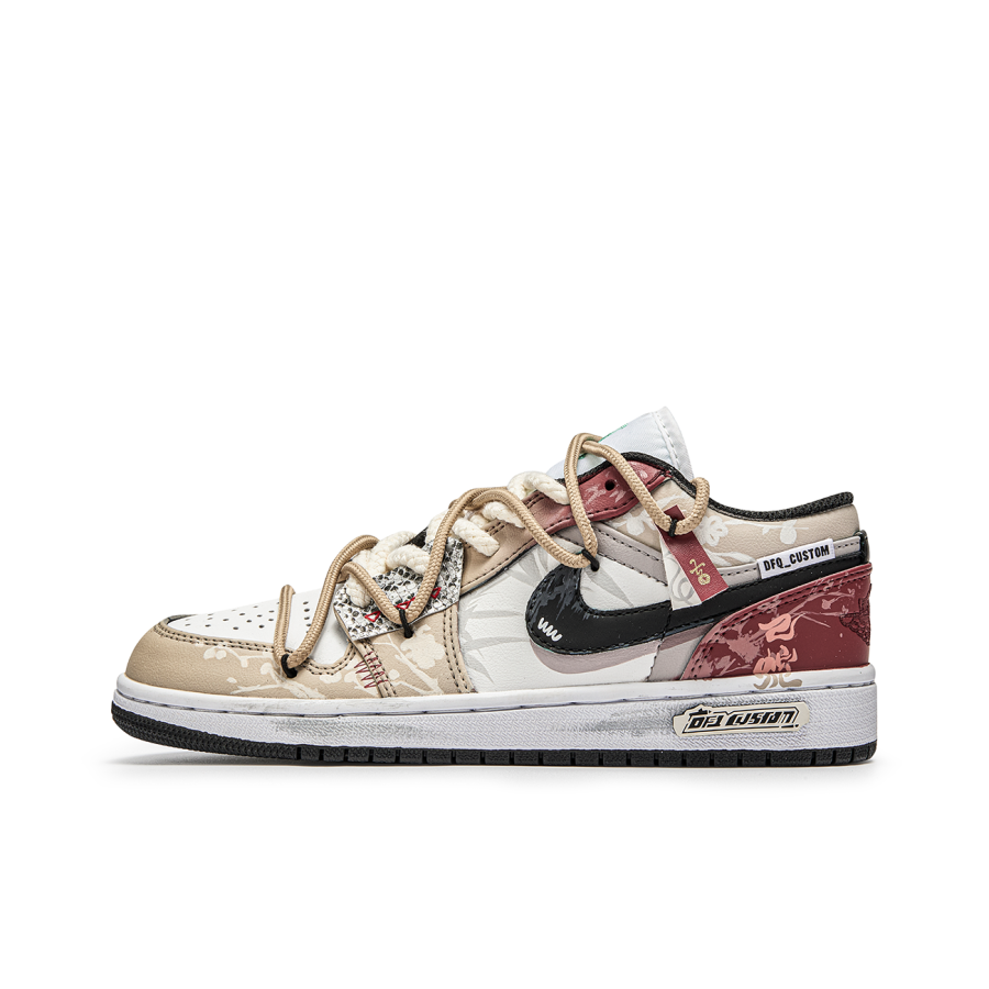 Jordan Jordan Air Jordan 1 Slip Resistant Slip Resistant Low top Children's Basketball Shoes Red Brown Teenagers