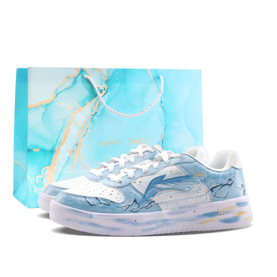 Li-Ning Li Ning Floating Boat Abrasion Resistant Height Increasing Low top Skateboard Shoes Unisex Light Blue