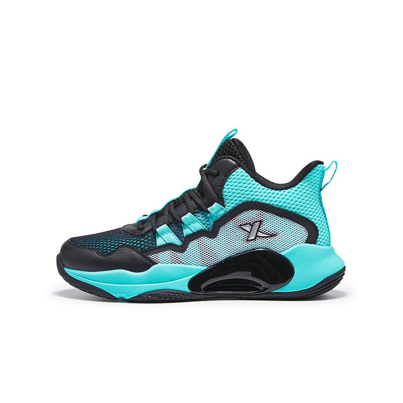 XTEP Cushioning Rebound Abrasion Resistant High top Basketball Shoes Aurora Green Black Kids'