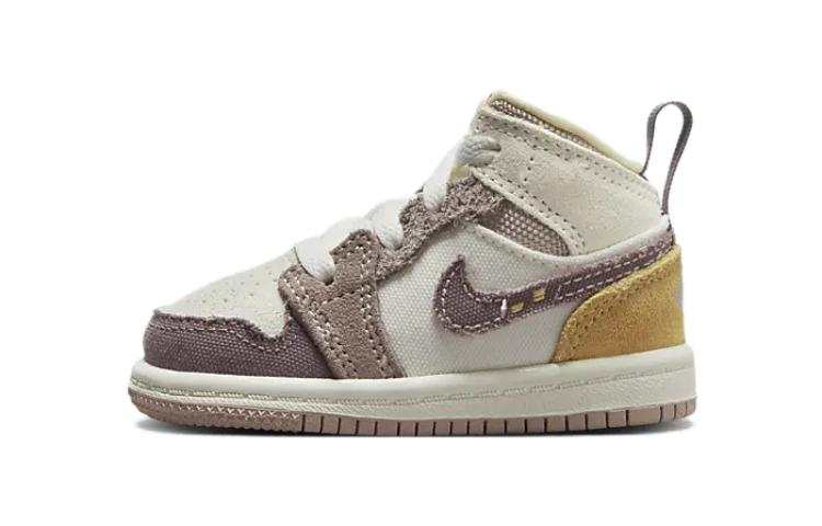 Jordan Jordan Air Jordan 1 Mid SE Craft Abrasion Resistant Breathable Mid top Baby & Toddler Shoes White Purple Brown