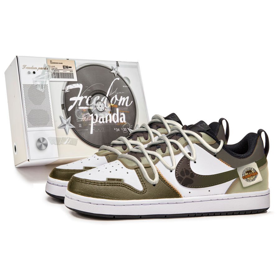Nike Nike Court Borough Slip Resistant Abrasion Resistant Low top Kids' Skateboarding Shoes White Green Teenagers