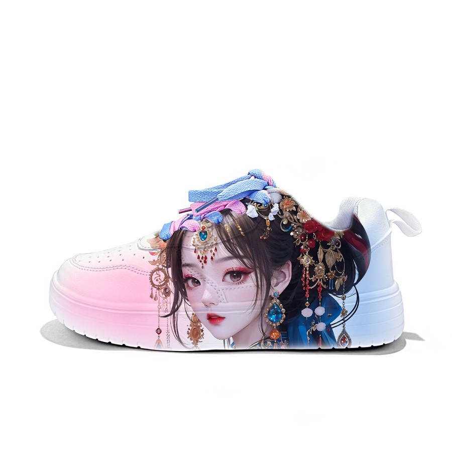 ZUOLENGCHAN Low top Skateboard Shoes White Pink Blue Unisex