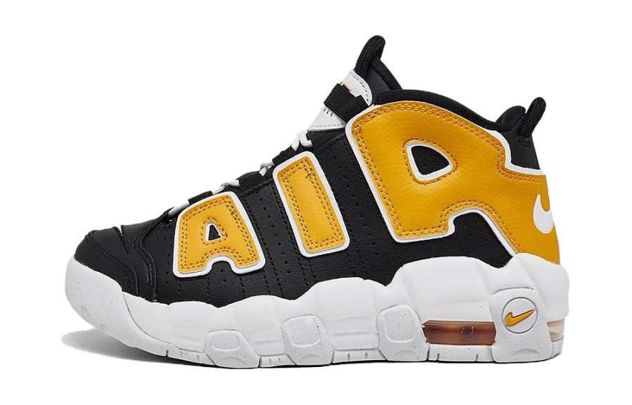 Nike Nike Air More Uptempo Mid top Children's Basketball Shoes Black Yellow Children Aged 3 7 Years Old