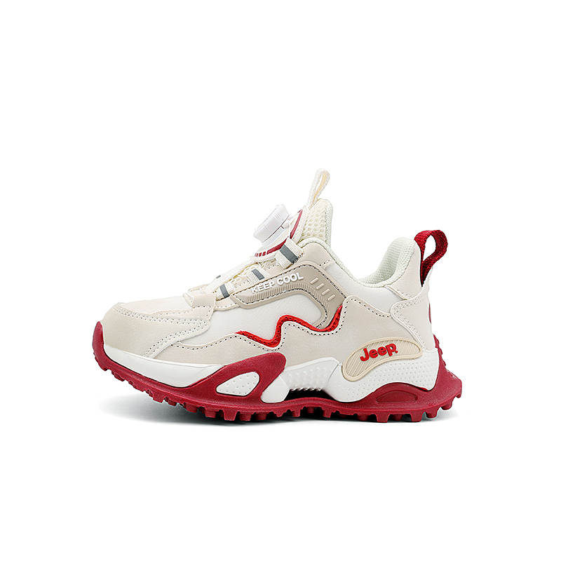Jeep Abrasion Resistant Abrasion Resistant Low top Kids' Running Shoes Beige Burgundy Kids'