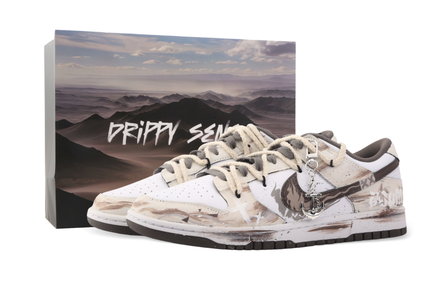 Nike Nike Dunk Drippy Civilization Fragment Cushioning Low top Skateboard Shoes Unisex Yellow Brown