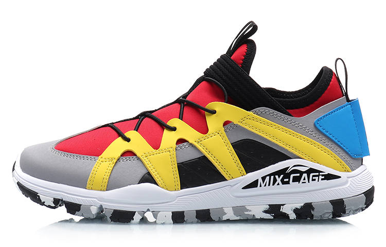 Li-Ning YOUNG Li Ning YOUNG Slip Resistant Cushioning Abrasion Resistant Low top Running Shoes Red Gray Yellow Teenagers