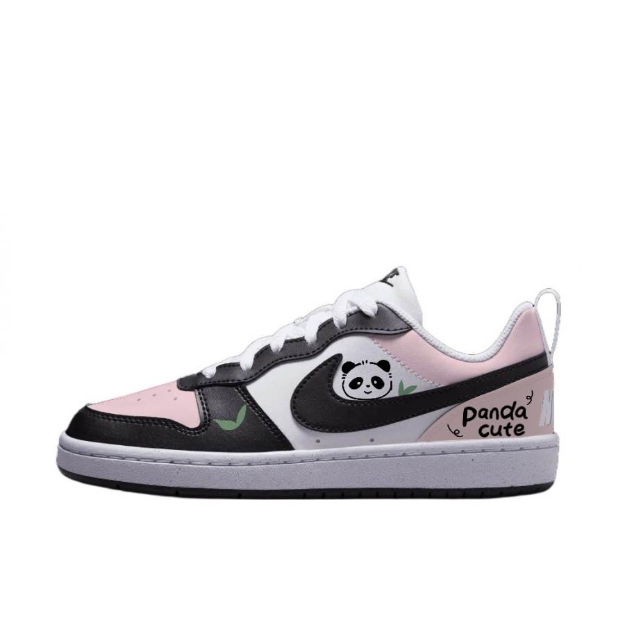 Nike Nike Court Borough Pink Peach Panda Slip Resistant Abrasion Resistant Low top Kids' Skateboarding Shoes Black Pink