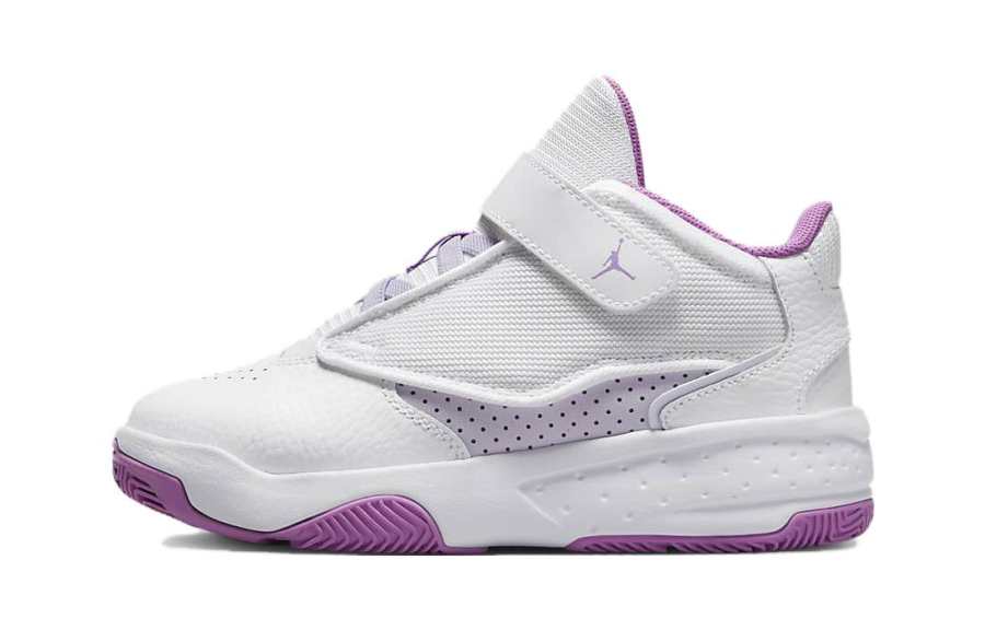 Jordan Jordan Max Aura 4 BP Anti Slip Wear Resistant Mid Top Basketball Shoes White Purple Children Aged 3 7 Years Old