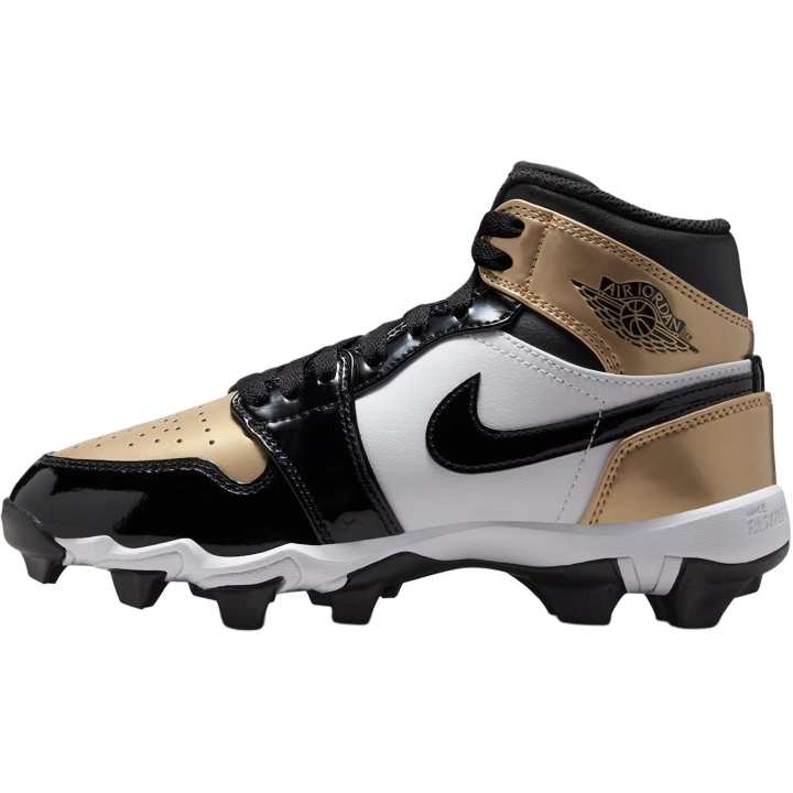 Jordan Jordan 1 Mid top Kids' Soccer Shoes Metallic Gold/White/Black Kids'