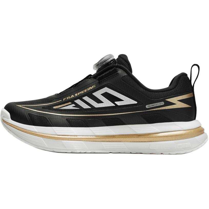 FILA KIDS Lightweight Cushioning Low top Kids' Running Shoes Black/Frosted Almond Gold Teenagers