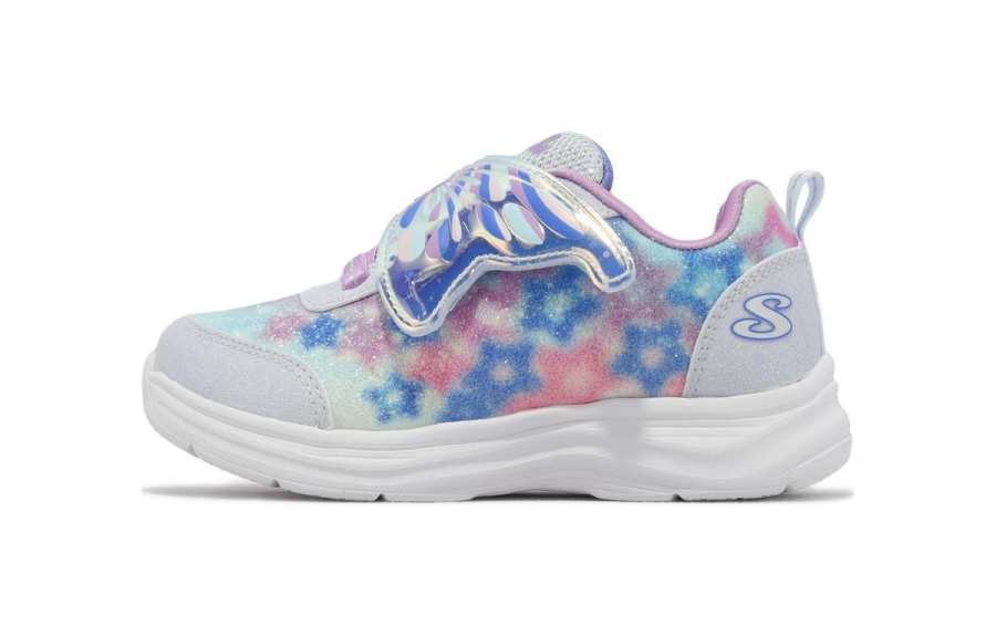 Skechers S Lights Glimmer Kicks Cushioning, Wear Resistant Low top Toddler Shoes Blue Purple Infant And Toddler