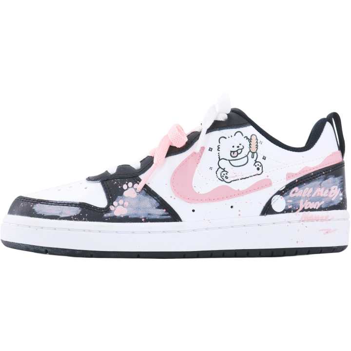 Nike Nike Court Borough Low 2 Leather Low top Kids' Skateboarding Shoes White Black Pink
