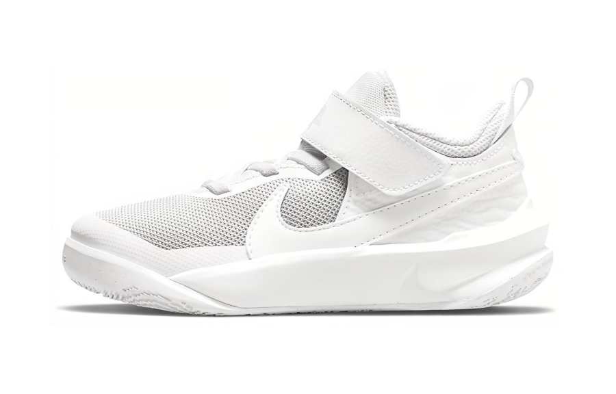 Nike Nike Team Hustle D 10 Slip Resistant Cushioning Abrasion Resistant Low top Children's Basketball Shoes White Gray