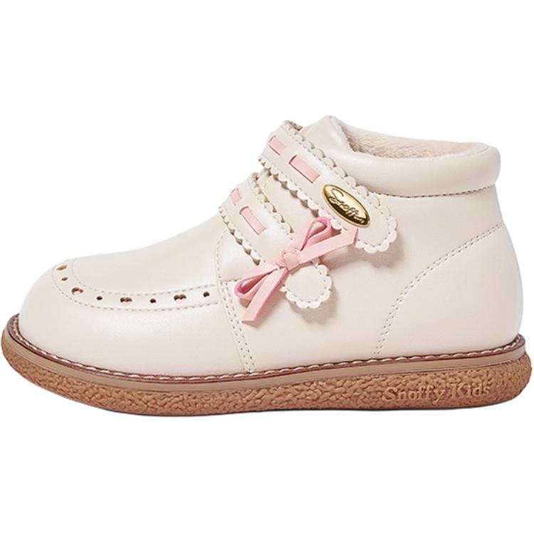 Snoffy Sweet Style Bowknot, Thermal Fleece Lined, Soft Sole Princess Low Shaft Kids' Boots White Kids'