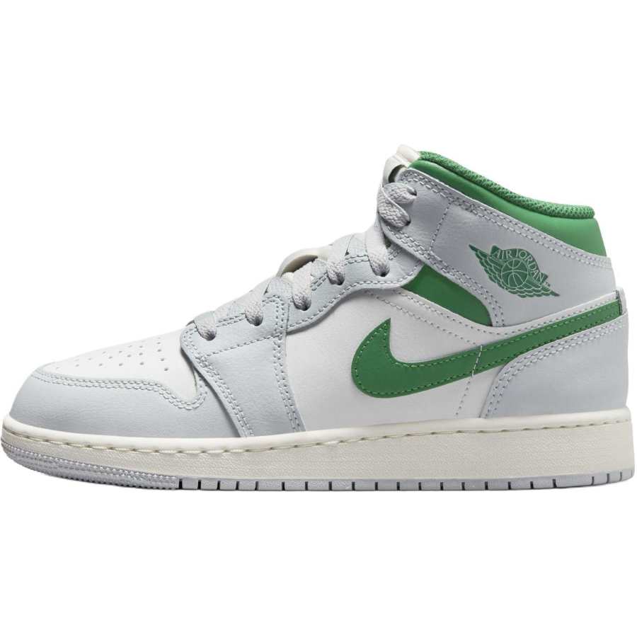 Jordan Jordan Air Jordan 1 Mid top Basketball Shoes White Gray/Green Unisex