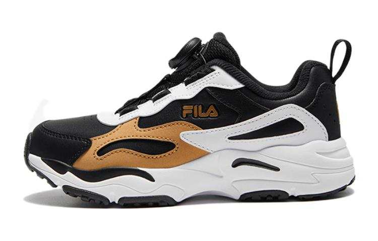 FILA KIDS Comfortable Wear resistant And Lightweight Low top Kids' Running Shoes Black Gold Teenagers