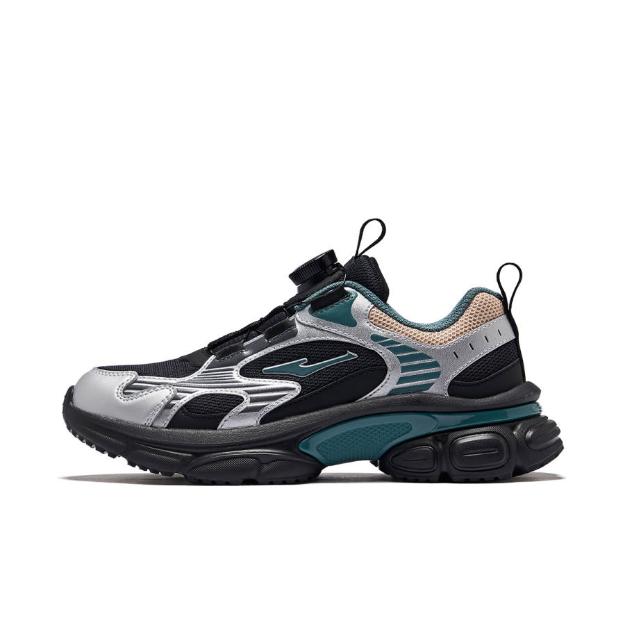 ERKE KIDS Anti Kick Support Low top Kids Lifestyle Shoes Jet Black/Bright Silver/Almond Teenagers