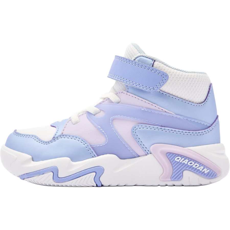 QIAODAN Slip Resistant Abrasion Resistant High top Kids' Skateboarding Shoes White Purple Children Aged 3 7 Years Old