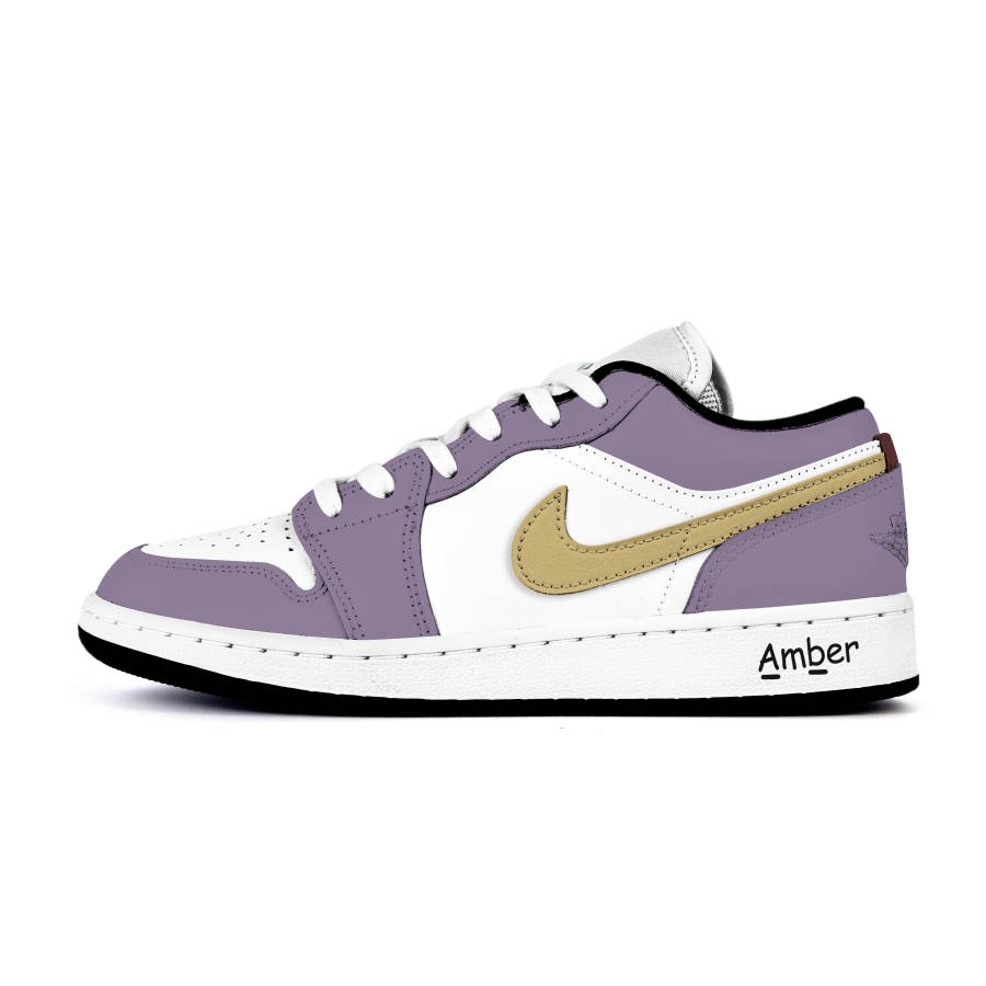 Jordan Jordan Air Jordan 1 Low Leather Cushioning, Wear Resistant Low top Children's Basketball Shoes Light Purple Teenagers