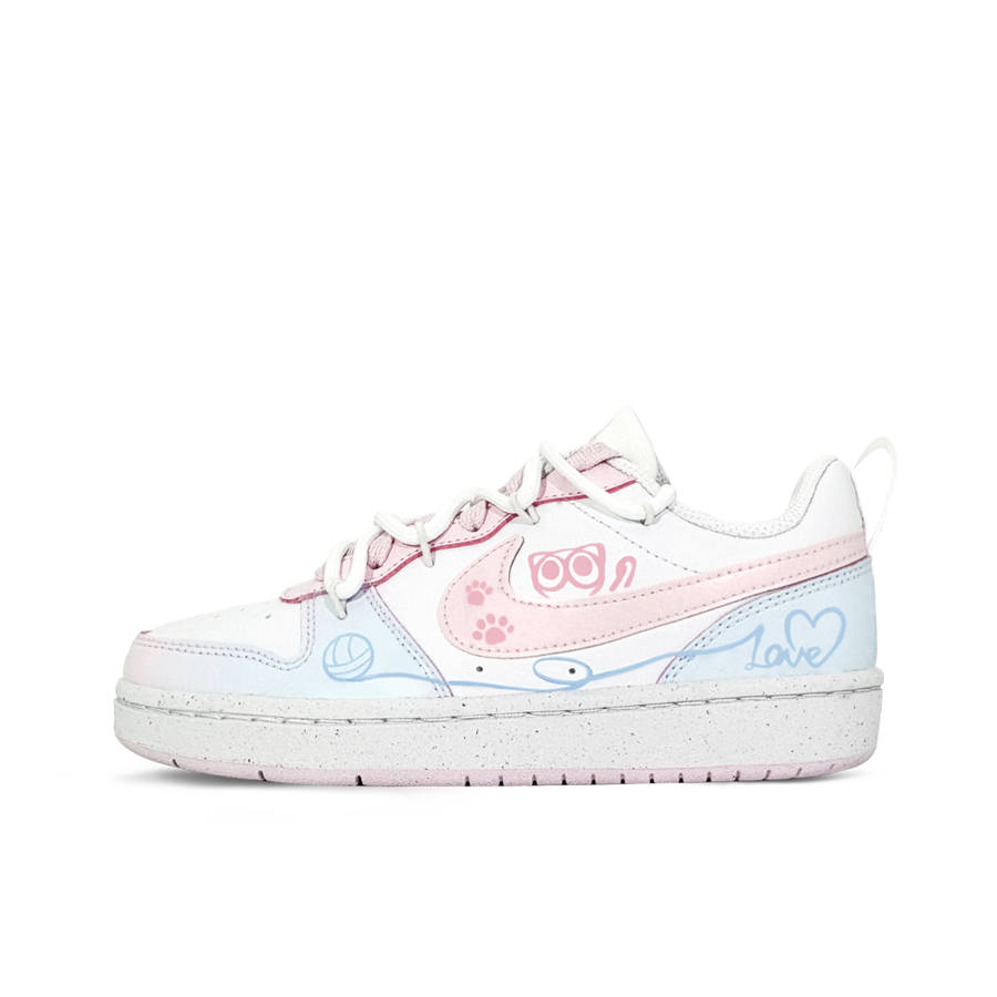Nike Nike Court Borough Xiaohei Slip Resistant Abrasion Resistant Low top Kids' Skateboarding Shoes Blue Pink Teenagers