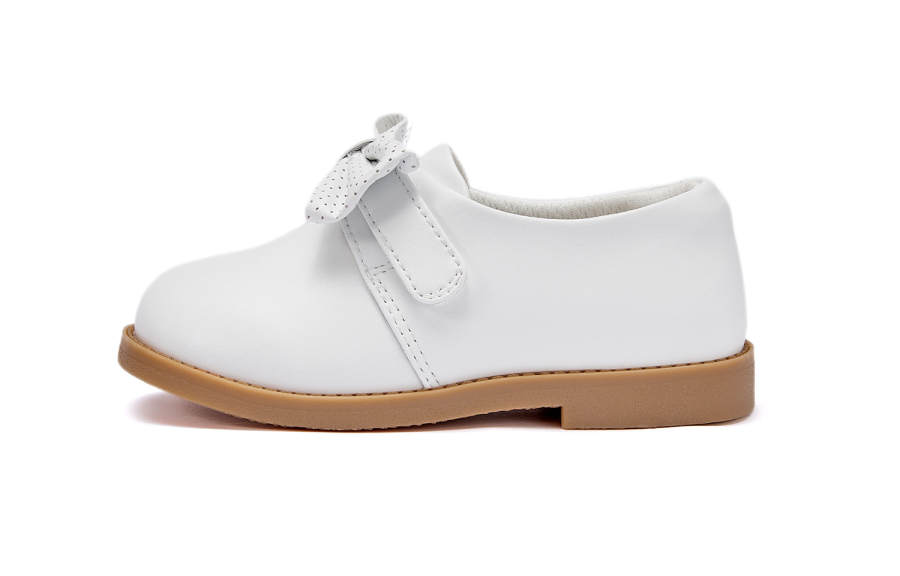 DAVE&BELLA Microfiber Leather Slip Resistant, Abrasion Resistant, Breathable, Lightweight Kids' Leather Shoes White