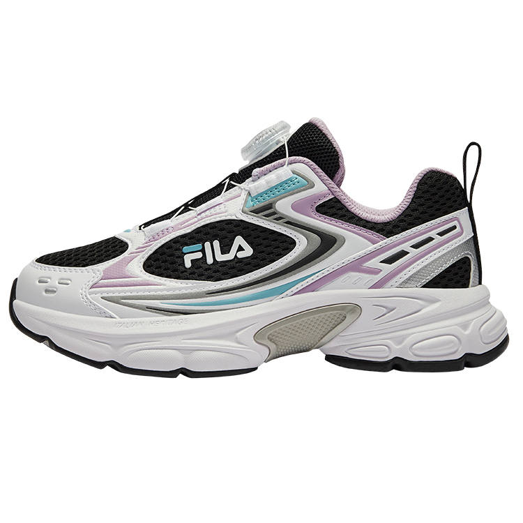 FILA KIDS Sky Horse Slip Resistant Abrasion Resistant Low top Kids' Running Shoes White/Black/Purple