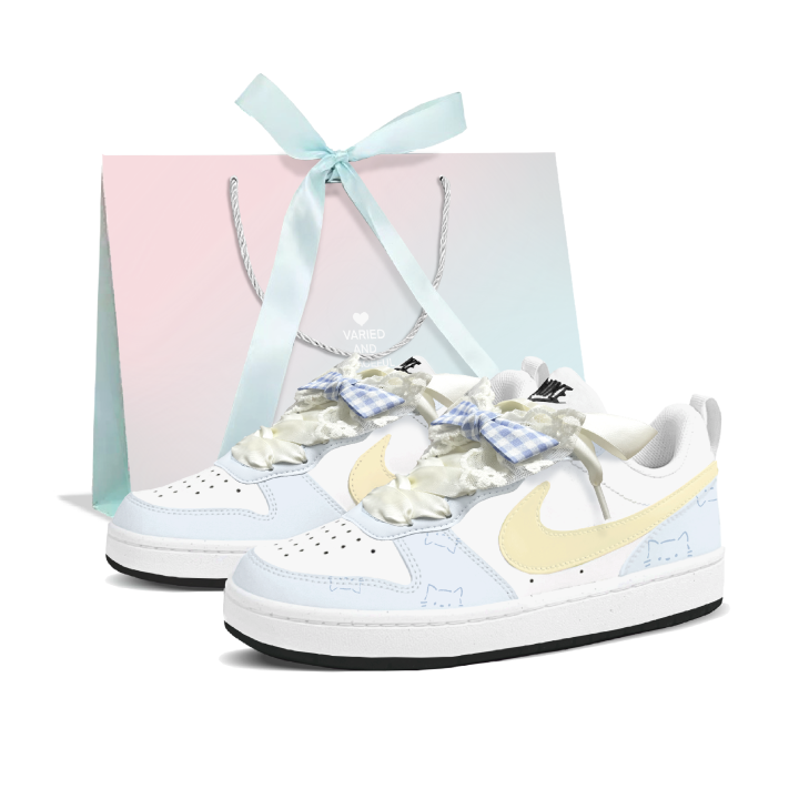 Nike Nike Court Borough Maris Salt Meow Synthetic Leather Slip Resistant Cushioning Slip Resistant Cushioning Low top