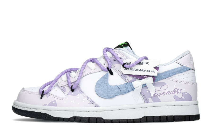 Nike Nike Dunk NikeDKL Leather Slip Resistant Slip Resistant Low top Kids' Skateboarding Shoes Blue Purple Teenagers