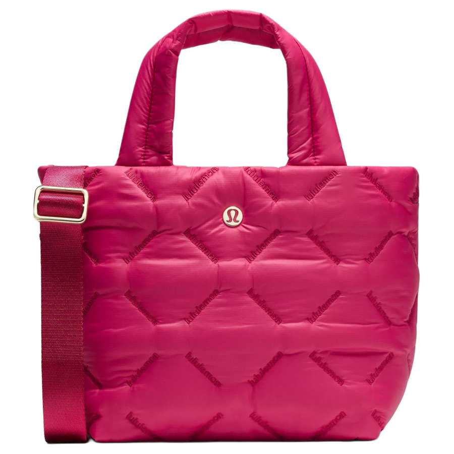 Lululemon Quilty Pleasures Nylon With Polyester And Faux Leather Handbag Mini Women's Berry Rum Red