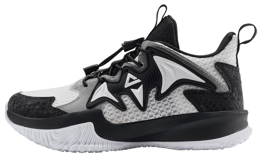PEAK Synthetic Leather Children's Basketball Shoes Black White