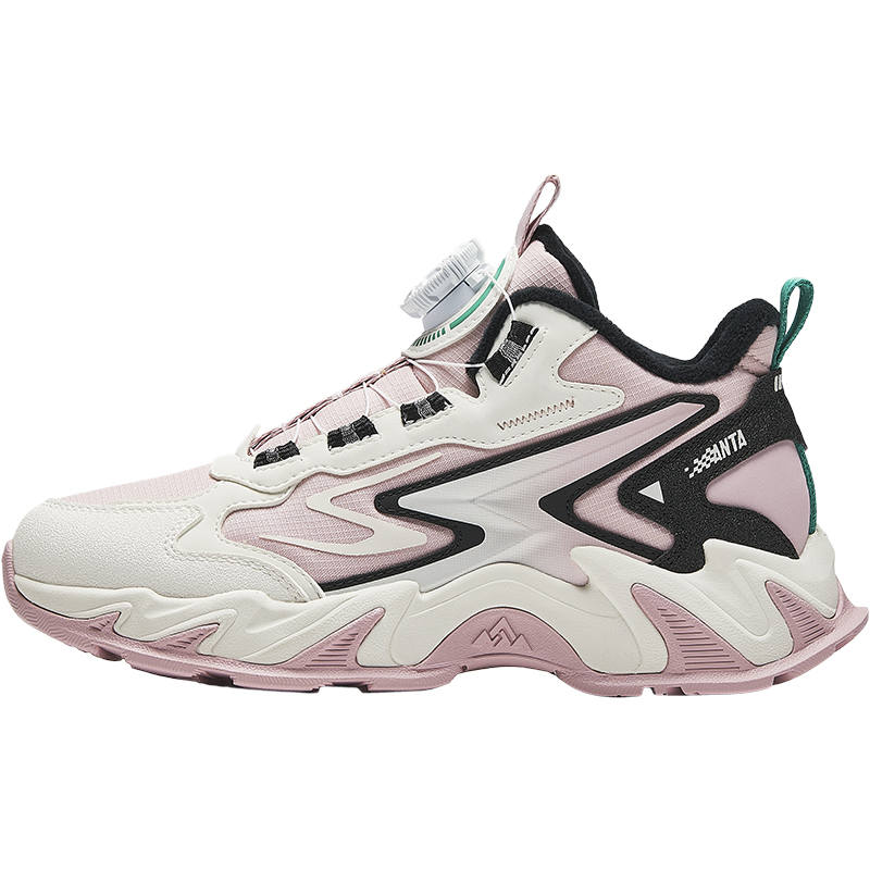 Antakids Mountains And Rivers Trendy Fashion Thickened And Fleece Lined Mid top Casual Shoes Pink White Teenagers