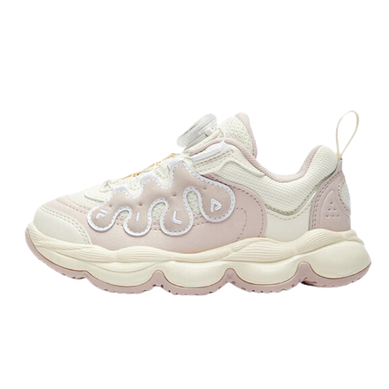 FILA KIDS BOA Abrasion Resistant Low top Children's Basketball Shoes Beige Pink Children Aged 3 7 Years Old